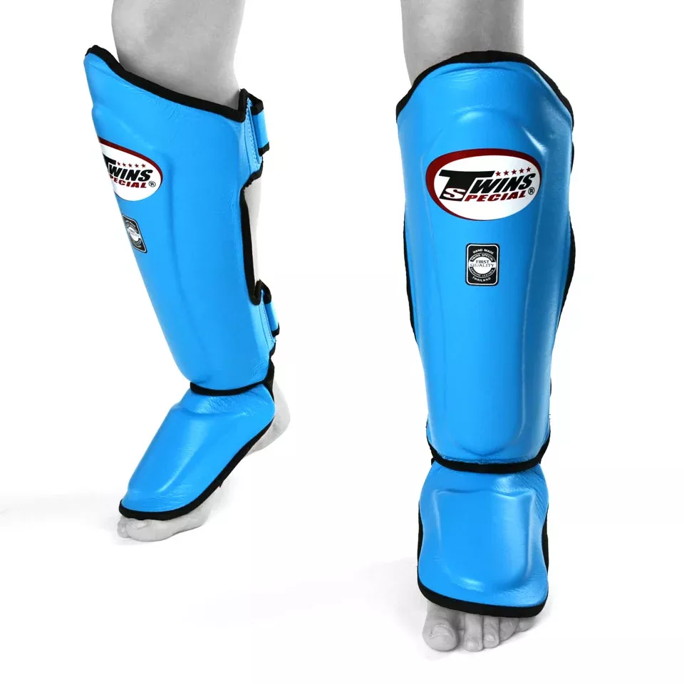 Twins SGL10 Light Blue Double Padded Leather Shin Guards
