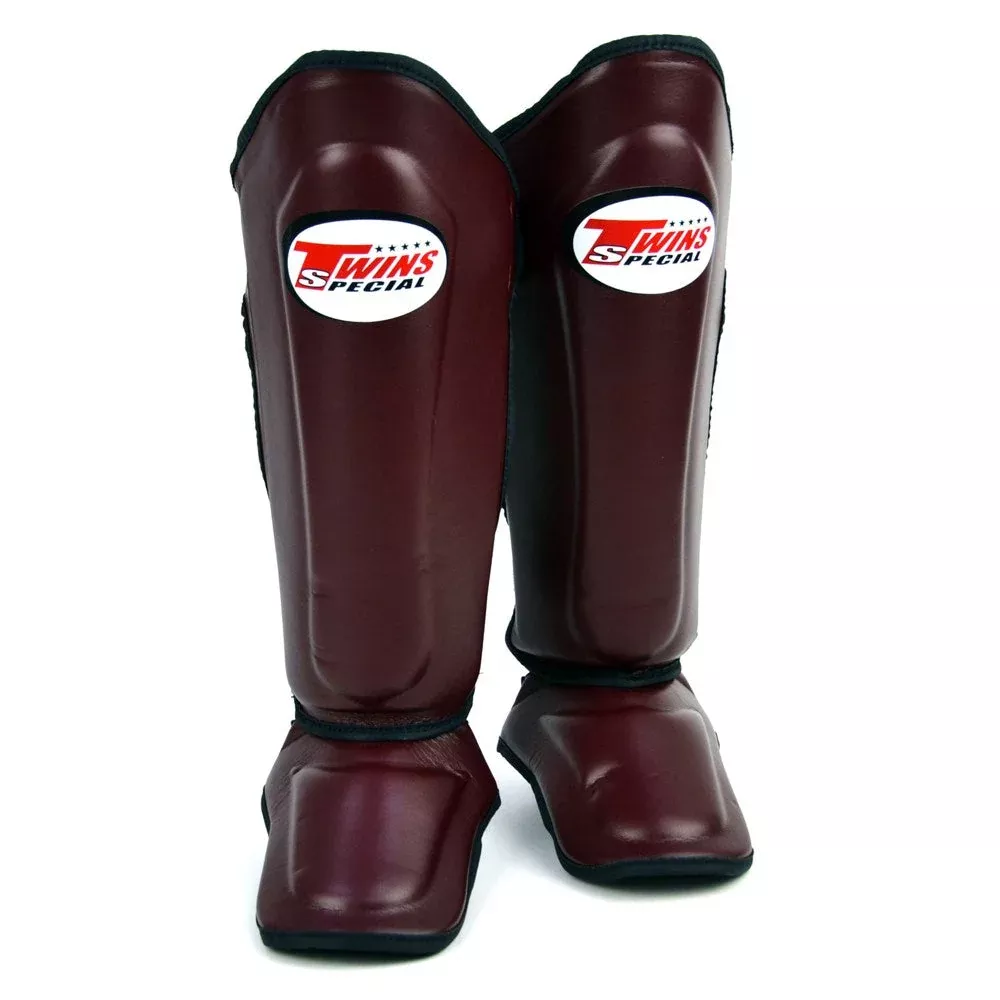 Twins SGL10 Maroon Double Padded Leather Shin Guards