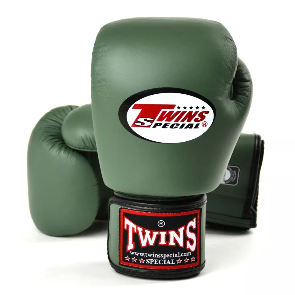 Twins Special BGVL3 Olive Velcro Boxing Gloves