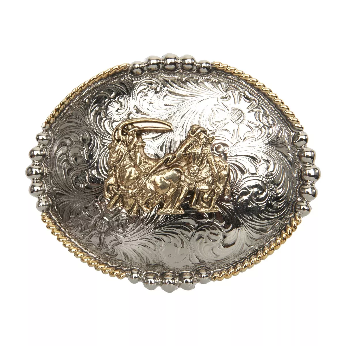 And West Oval Gold Team Roper Buckle