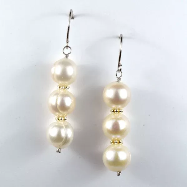 White Dangle Freshwater Pearl Earrings
