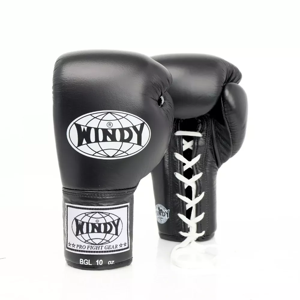 Windy [BGL] Lace Up Boxing Gloves Black
