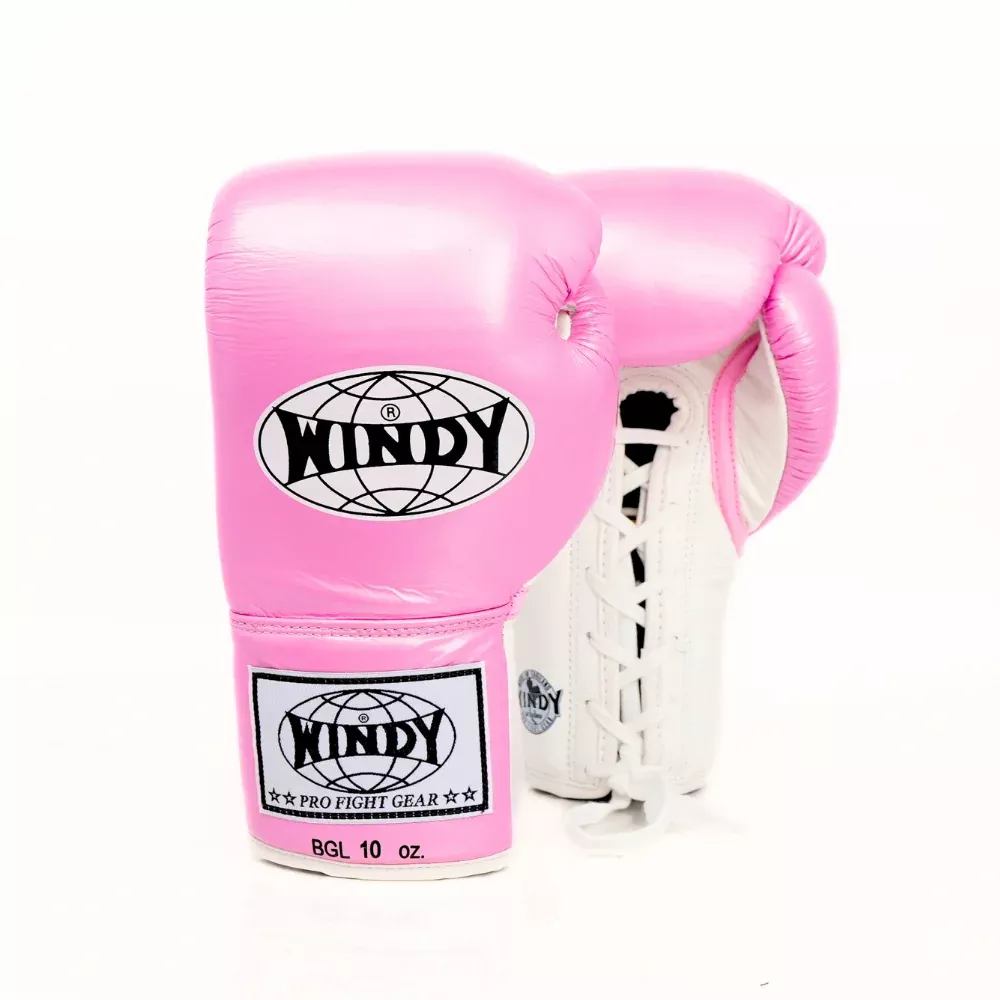 Windy [BGL] Metallic Lace Up Boxing Gloves Pink/White