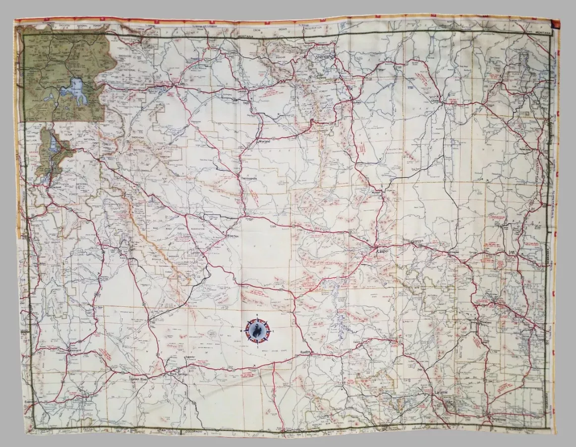 Wyoming State Map Silk Scarf